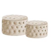 Puff velluto 1-2 crema cm ø70h42