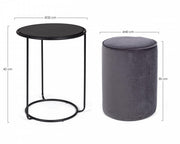 Set combinato moderno tavolino-pouf Annika grigio scuro
