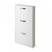 Scarpiera Slim Bianco Frassinato in legno nobilitato 3 ribalte cm 108x65x15