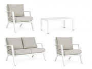 Set da esterno 4 pz Salotto con cuscini Harley bianco