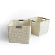Natural rattan basket 1-2 with square handles cm35xh30x35