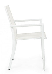 Sedia in alluminio con braccioli Konnor bianco