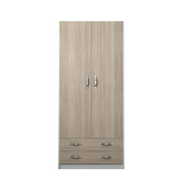 Armadio due ante con cassetti colore Olmo struttura Bianco H210x90x52cm