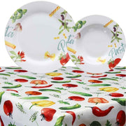 Set 12 Piatti e Tovaglia Pasta Multicolor Linea Olimpia