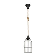 Lampada a sospensione Halat ASZ0549 in metallo nero e corda EFFEZ