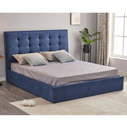 Letto matrimoniale contenitore in tessuto blu scuro Coco