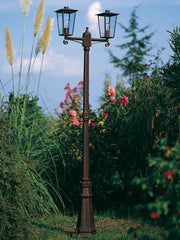 Lampada da terra in alluminio pressofuso con diffusori in vetro trasparente nero