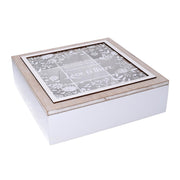 Scatola portathe legno beige quadro cm26x26h7,5