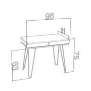 Scrivania Ilia piedi in metallo bianco e piano rovere 96x51x75 HMT190642 EFFEZ
