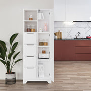 Mobile multiuso Yada maxi bianco con anta decorata 4 cassetti e 2 nicchie