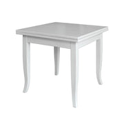 Tavolo in legno massello quadrato allungabile colore bianco 90x90/180 cm