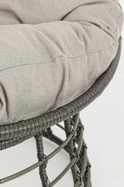 Poltrona per esterno in fibra naturale Grigio con cuscino MOLLY diametro 69x92x h78 cm
