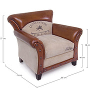 Poltrona Charleston in pelle vintage beige