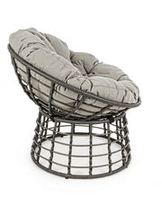 Poltrona per esterno in fibra naturale Grigio con cuscino MOLLY diametro 69x92x h78 cm