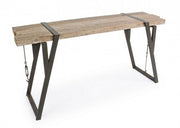 Consolle in acciaio con piano in legno BLOCKS 153x44 h76 cm