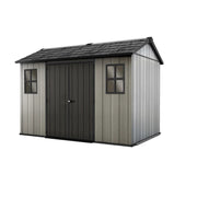 Casetta in duotech verniciabile grigio effetto legno 2 porte e 2 finestre 350x229xh.254 cm