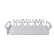 Rectangular white snowflake metal tray cm41x20h6,5