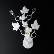 Applique shabby in ferro una luce Bianco strass  22x h32 cm edera