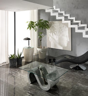 Tavolino trasparente-grigio 70 cm x 120 cm H. 36 cm
