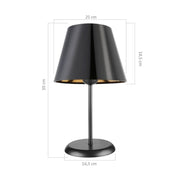 Lampada da tavolo Verda ASZ1212 in metallo e paralume tessuto nero EFFEZ
