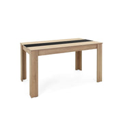 Tavolo da pranzo colore rovere inserto nero o bianco reversibile 138x80xh.74 cm EFFEZ