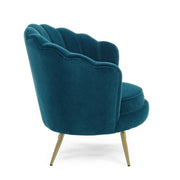 Poltrona vintage retro in velluto blu pavone cm 80 x 76 x84 h