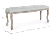 Panca classica legno velluto grigio Mathilde cm 110 x 36 x 47