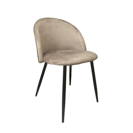 Sedia in Tessuto Tortora con Gambe in Metallo Nero  78x47x57 cm