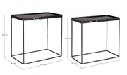 Set 2 tavolini rettangolare acciaio nero Zeina