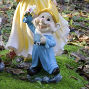 Nano con fiori statua da giardino 16x13,5x28H