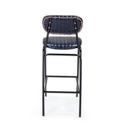 Sgabello vintage da bar in simipelle Blu DEBBIE 44x51x h100 cm