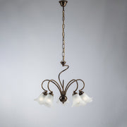 Lampadario in ferro Marrone salotto paralumi in vetro Bianco 57x h46 cm
