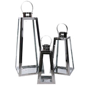 Lanterna metallo 1-3 argento quadro cm20,5x20h47