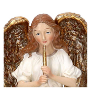 Angelo in Resina Bianco e Oro 12,5x11,5x25,5 cm