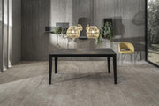 Tavolo allungabile cemento grigio- metallo nero 90 cm x 156- 316 cm H. 76 cm