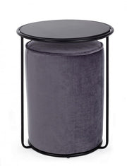 Set combinato moderno tavolino-pouf Annika grigio scuro