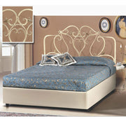 Letto  matrimoniale con  testiera in ferro  e contenitore avorio   172x202xh.140 cm