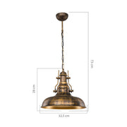Lampada a sospensione Tarus stile industriale oro antichizzato MDL4468 EFFEZ