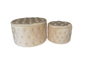 Puff velluto 1-2 crema cm ø70h42