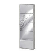Scarpiera slim salvaspazio cinque ante a specchio Beton Cemento 63x29x h190 cm