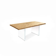 Tavolo allungabile in rovere impiallacciato e top in rovere naturale 200/300x100 cm