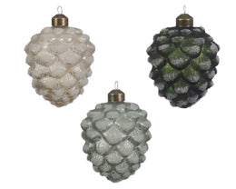 Pigna vetro perline antiche 3 colori assortiti H 10 Ø 7 cm