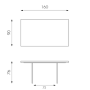 Tavolo in rovere impiallacciato e gambe in vetro temperato 160x76h cm