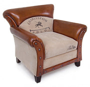 Poltrona Charleston in pelle vintage beige