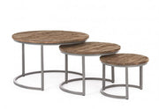 Set 3 tavolino acciaio e legno Narvik