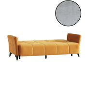 Divano Levy 2 posti in tessuto grigio con contenitore e letto