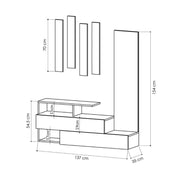 Mobile da ingresso tortora e noce con specchio Ramda 137x35xh.154 cm