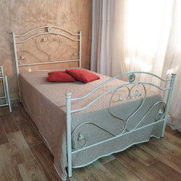 Letto una piazza e mezza  ferro battuto  pediera Avorio Oro GINESTRA 130x202x h131,5 cm