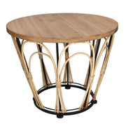 Tavolino vimini legno noce tondo cmø 50,5 x h42