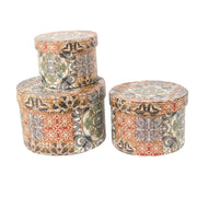 Eco-leather box 1-3 round mandala cm ø27h18